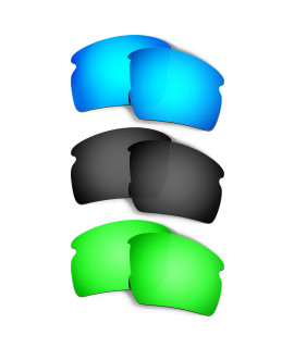 Hkuco Mens Replacement Lenses For Oakley Flak 2.0 XL Blue/Black/Emerald Green Sunglasses
